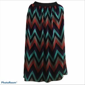 Aztec Chevron Maxi Long Skirt Lined Coastal Boho-Chic Western Southwest Native S